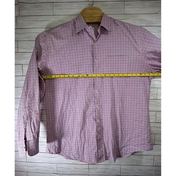 Peter Millar‎ Shirt Men Extra Large Red White Blue Cotton Check Long Button Up - Picture 7 of 9